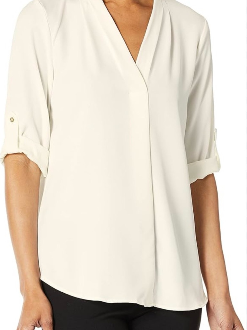 Calvin Klein Women's Roll Sleeve Blouse